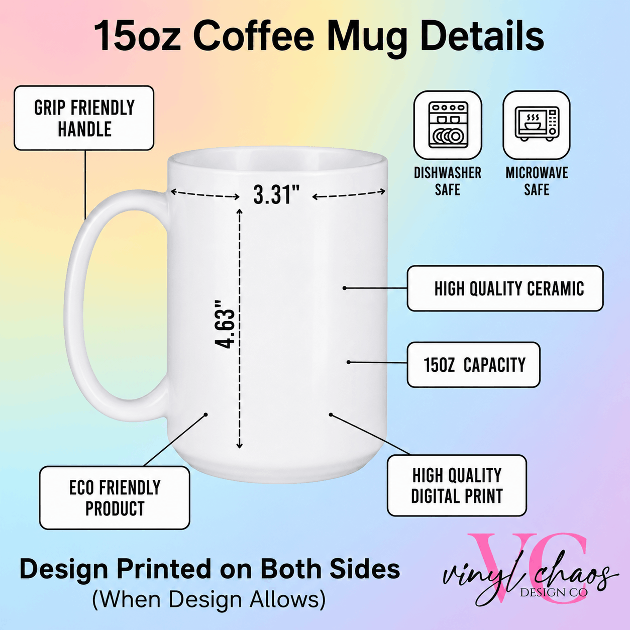 15oz Ceramic Coffee Mug Details
