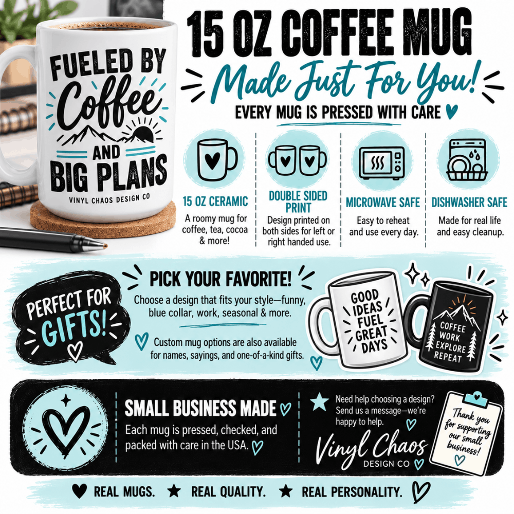 15oz White Ceramic Coffee Mug Info