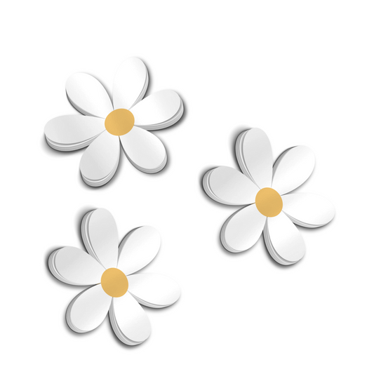 White Daisy 6 Pc Flower Stickers