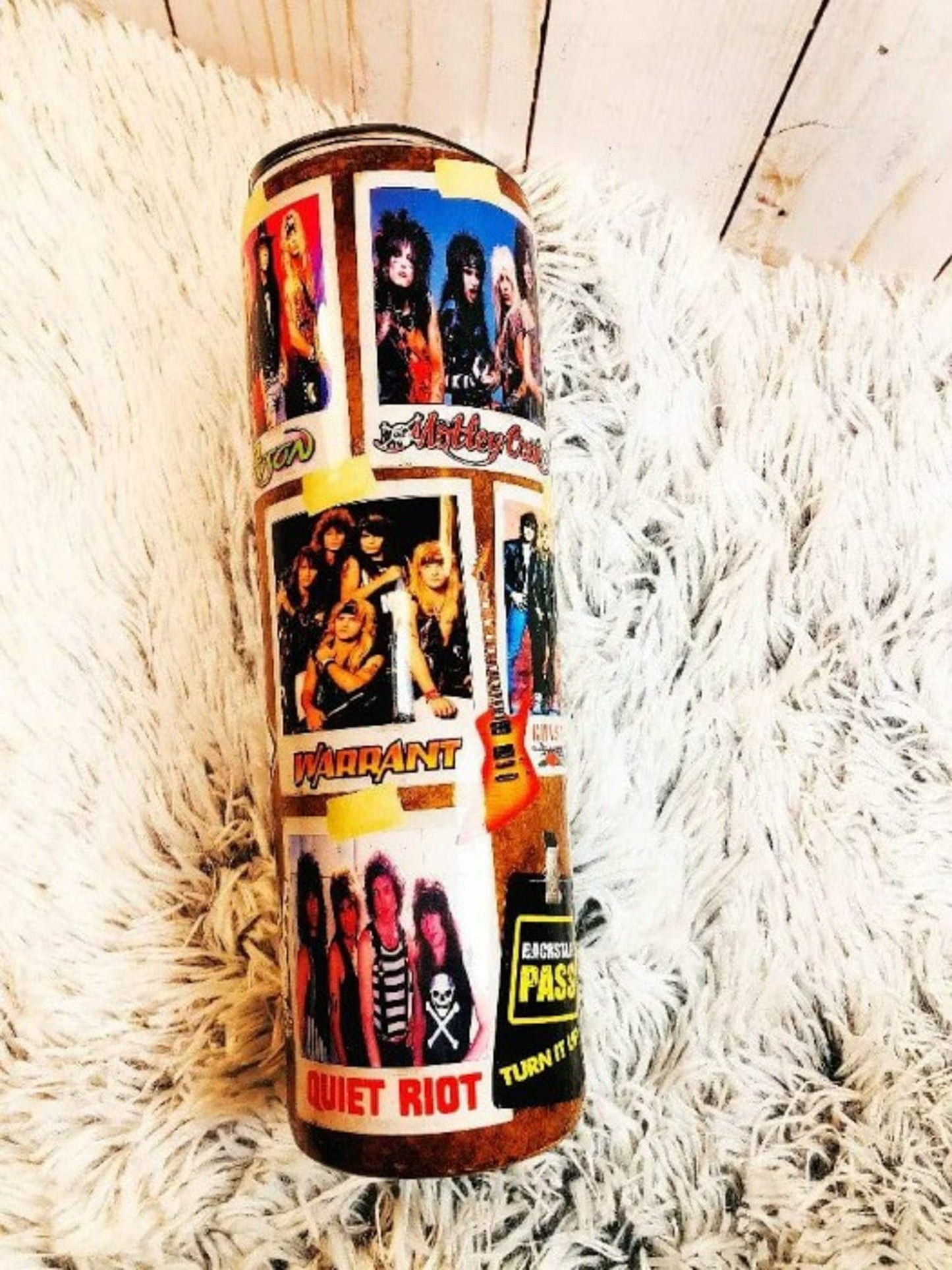 80's Rock Band Woodgrain Tumbler | Personalized Tumblers Vinyl Chaos Design Co.