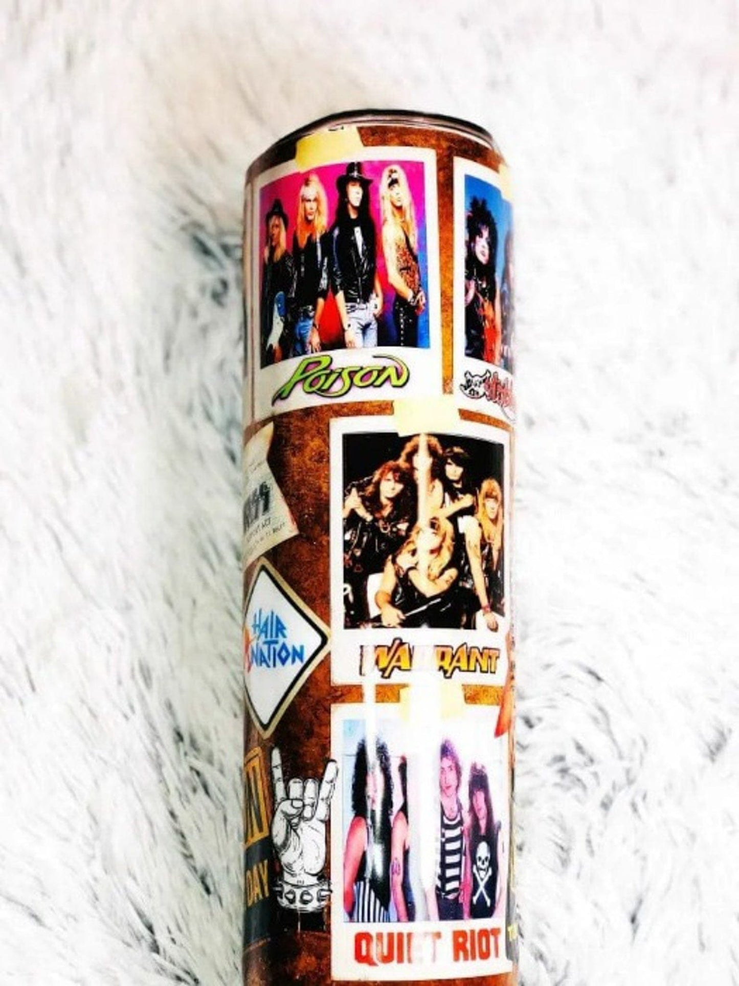 80's Rock Band Woodgrain Custom Tumbler