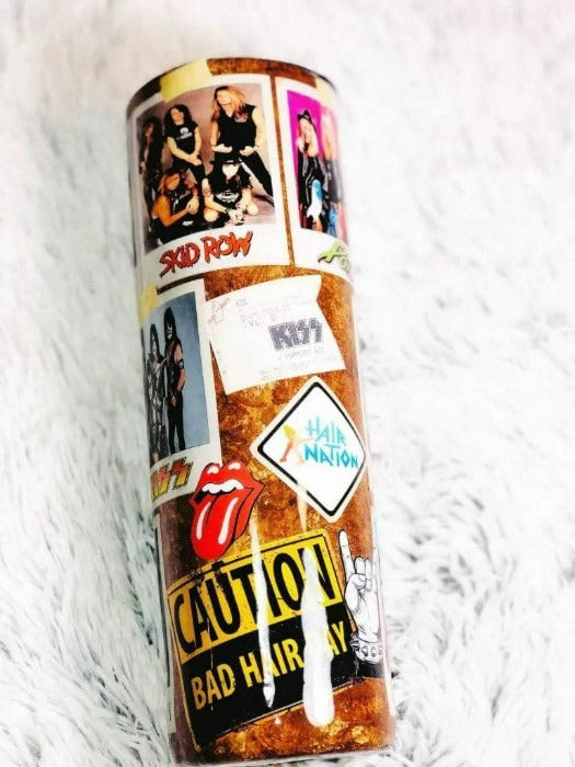 80's Rock Band Woodgrain Custom Tumbler