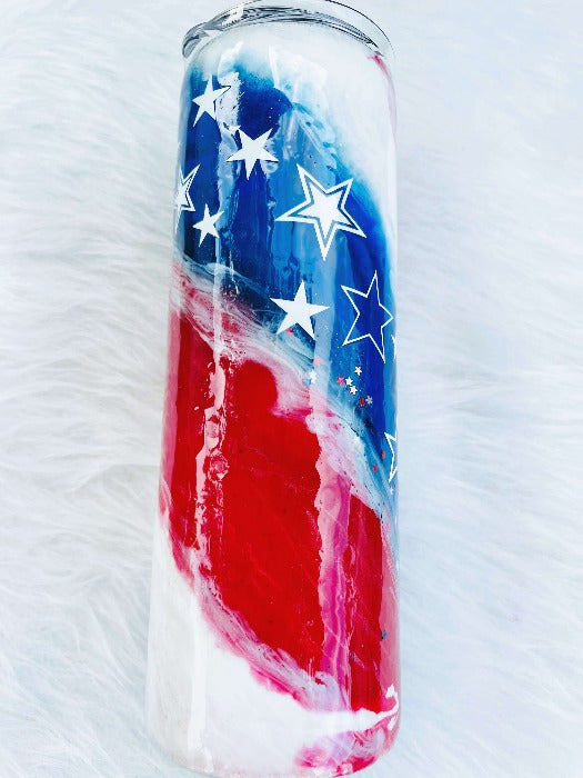 American Flag Milky Way Glitter Tumbler | Personalized Tumblers Vinyl Chaos Design Co.
