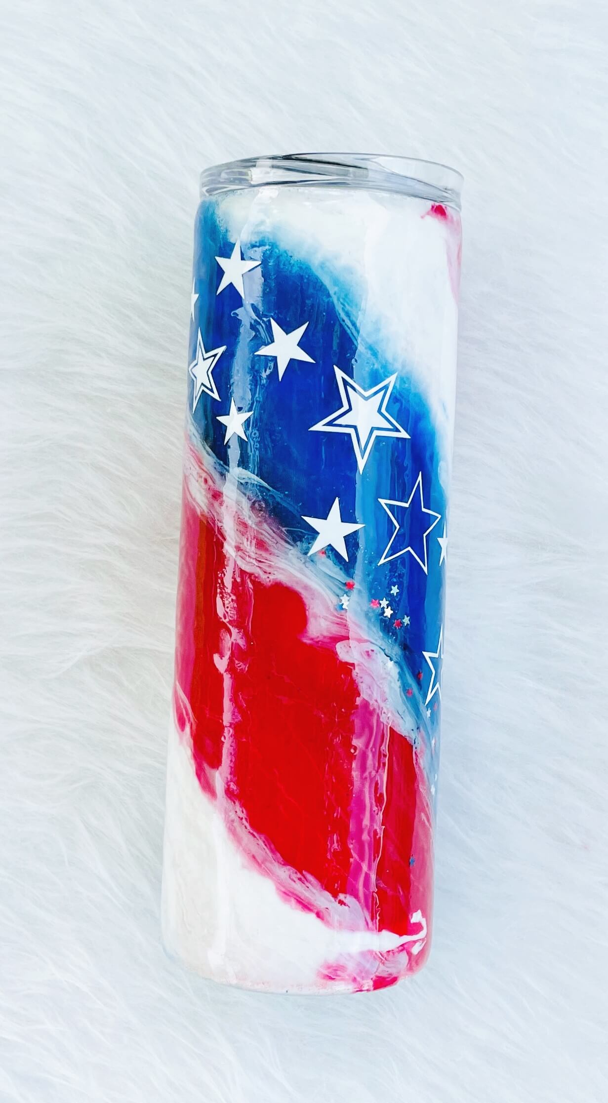American Flag Milky Way Glitter Tumbler | Personalized Tumblers Vinyl Chaos Design Co.