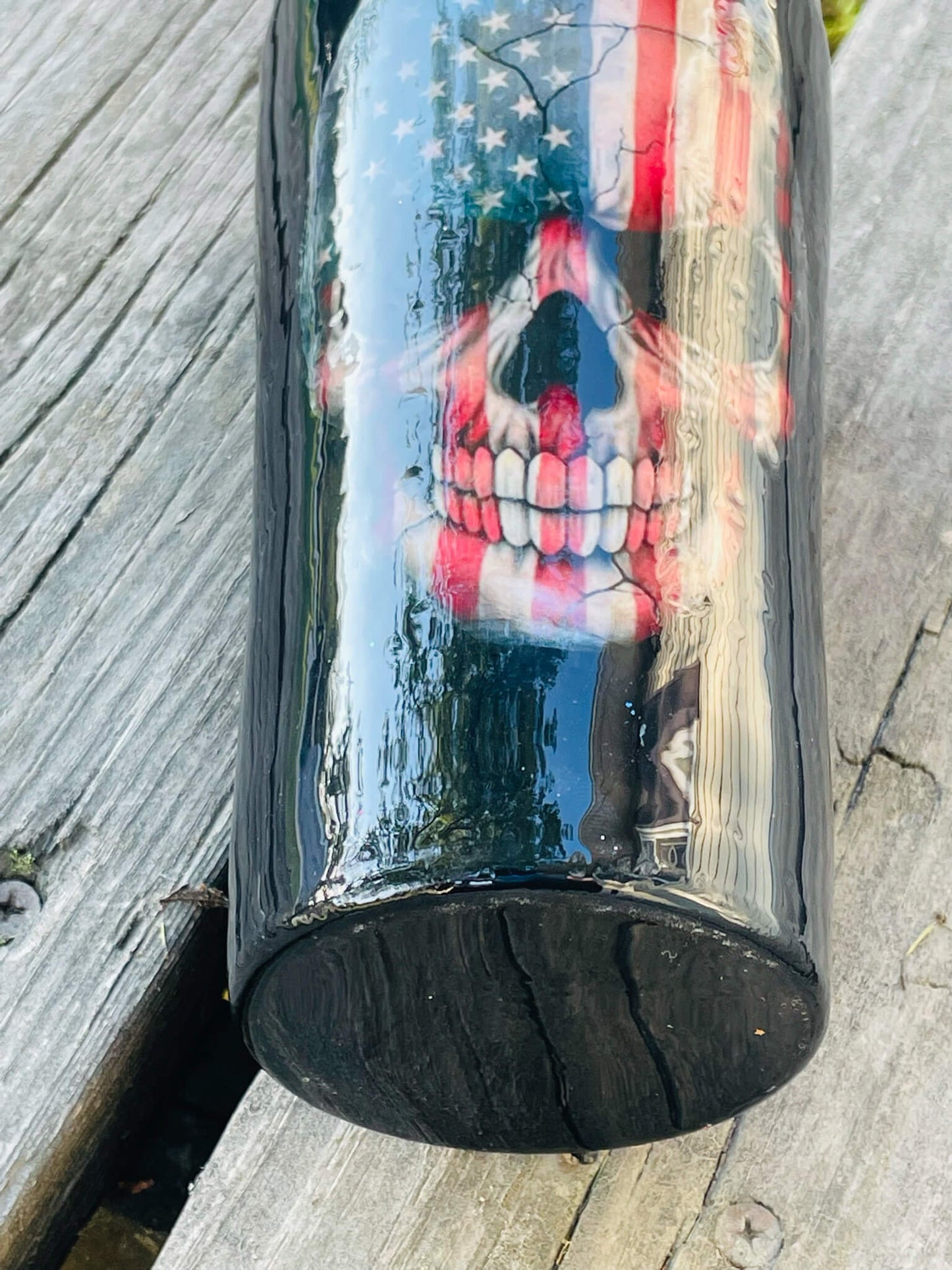 American Flag Skull Tumbler | Personalized Tumblers Vinyl Chaos Design Co.