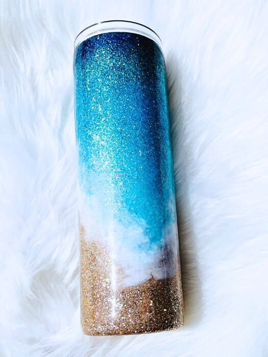 Beach Footprint Glitter Tumbler | Beach Tumblers Vinyl Chaos Design Co.