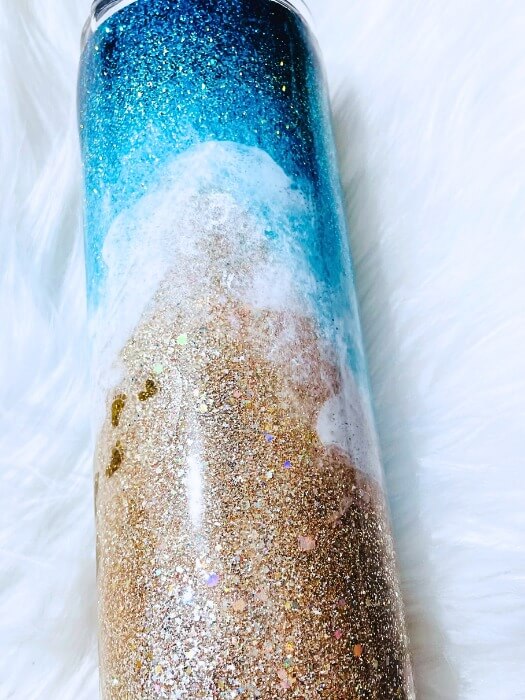 Beach Footprint Glitter Tumbler | Beach Tumblers Vinyl Chaos Design Co.