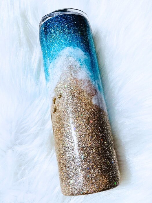 Beach Footprint Glitter Tumbler | Beach Tumblers Vinyl Chaos Design Co.