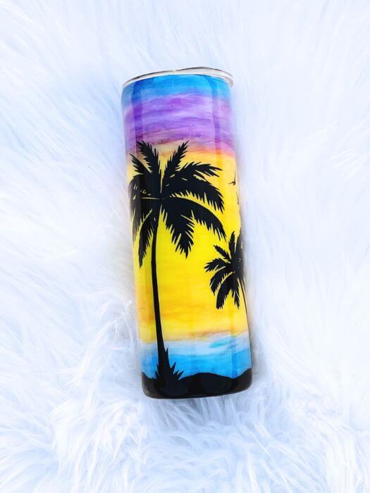 Tropical Sunset Beach Tumbler - Personalized Tumbler