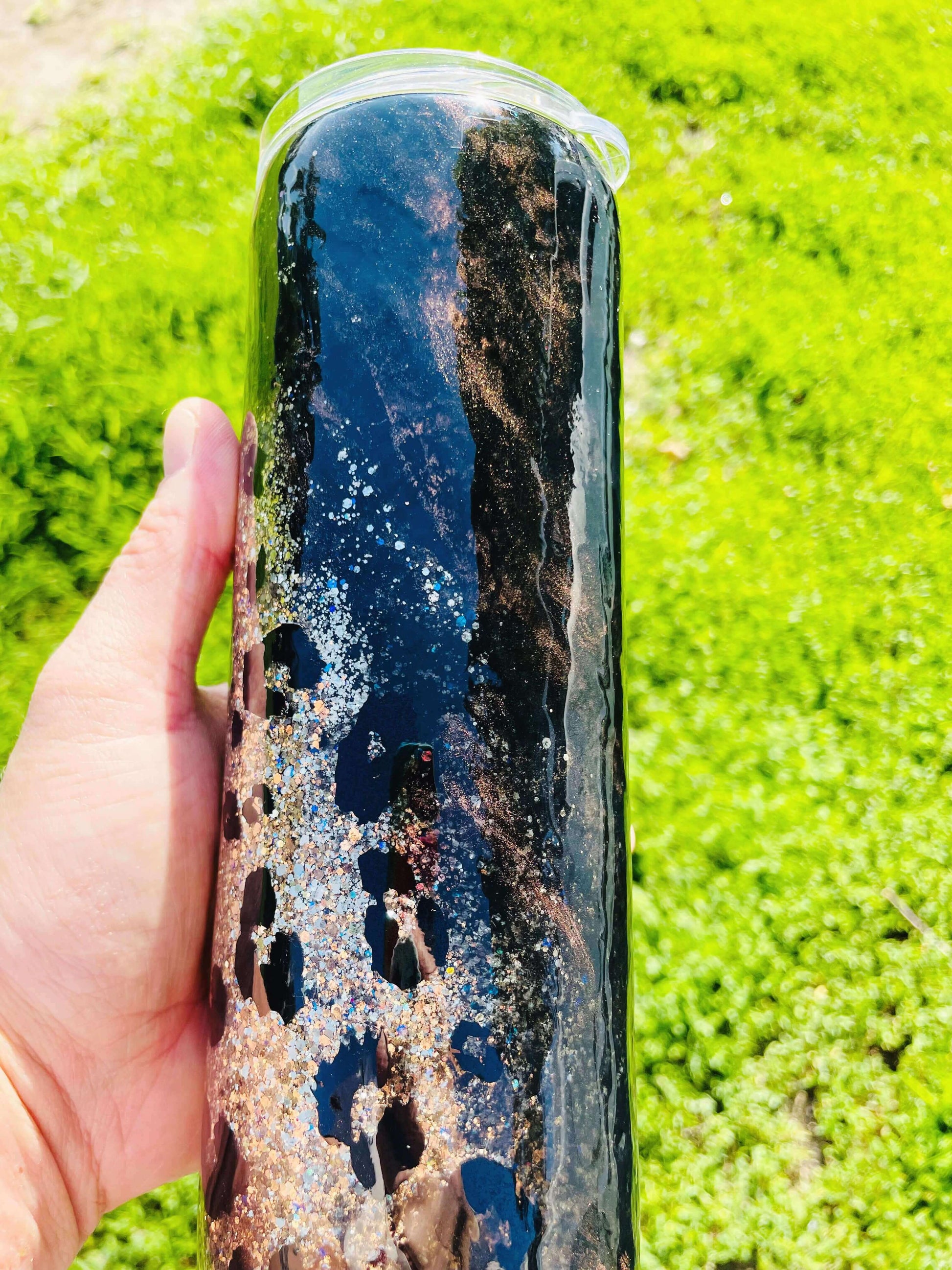 Black and Gold Leopard Marble Glitter Tumbler | Personalized Tumblers Vinyl Chaos Design Co.