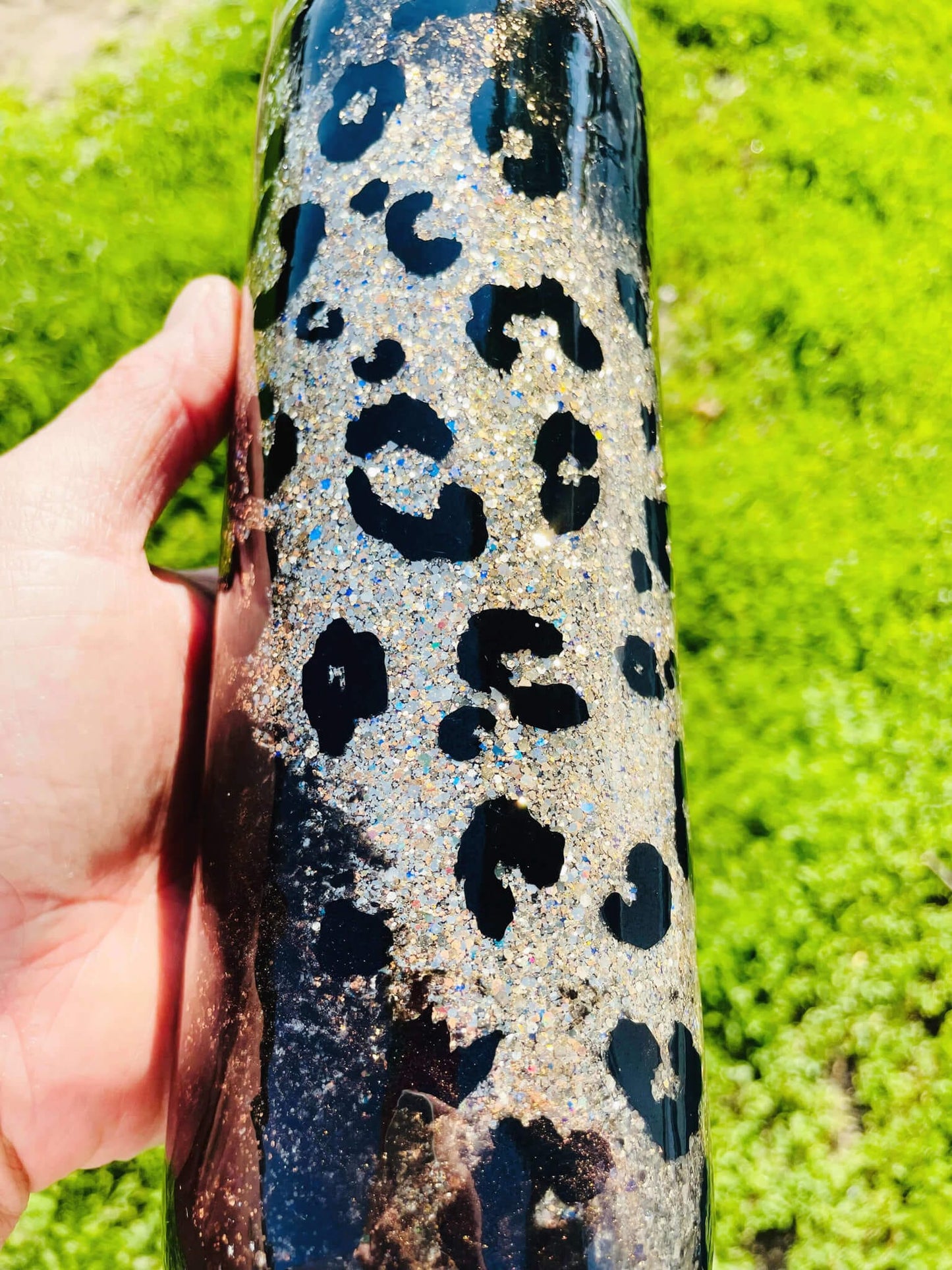 Black and Gold Leopard Marble Glitter Tumbler | Personalized Tumblers Vinyl Chaos Design Co.