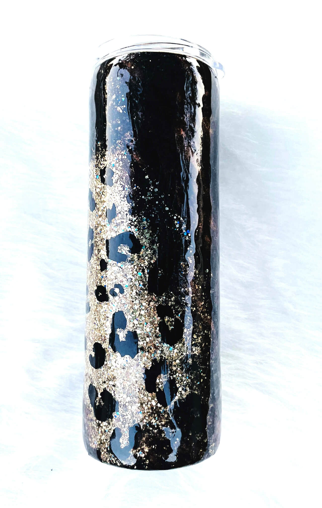 Black and Gold Leopard Marble Glitter Tumbler | Personalized Tumblers Vinyl Chaos Design Co.