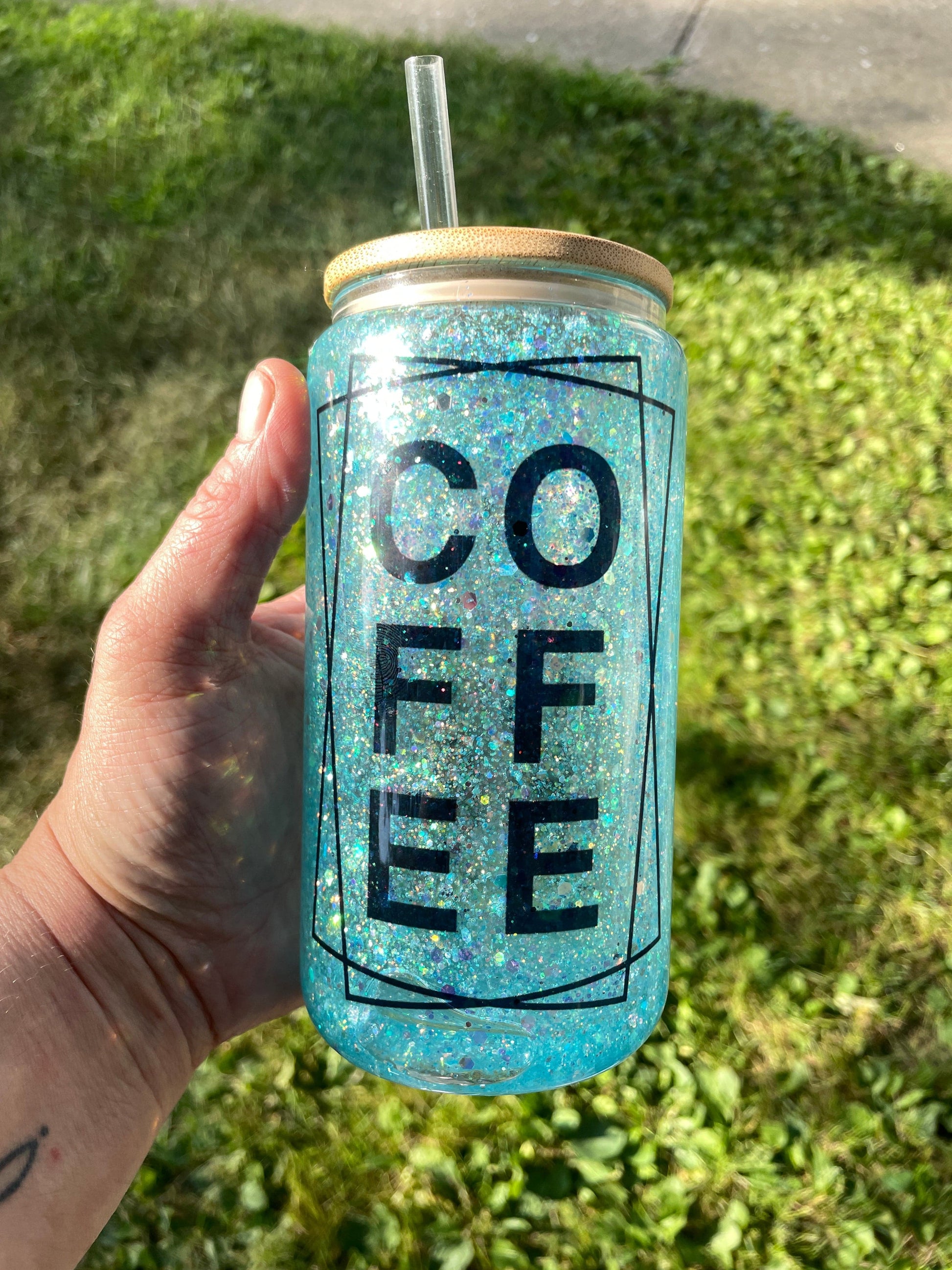 Coffee Snow Globe Tumbler | Iced Coffee Glass Vinyl Chaos Design Co.