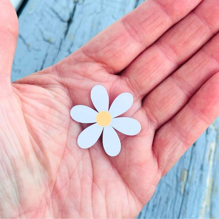 White Daisy 6 Pc Flower Stickers
