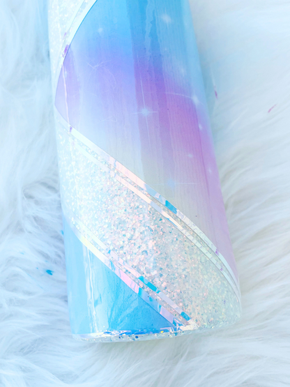 Pastel Rainbow Diamond Split Glitter Tumbler - Ready To Ship