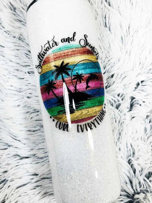Dolphin Glitter Tumbler | Personalized Tumblers Vinyl Chaos Design Co.