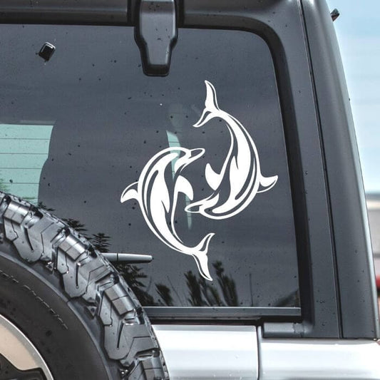 Double Dolphin Vinyl Car Decal Vinyl Chaos Design Co.