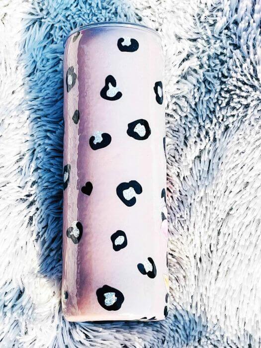 Floral Leopard Glitter Tumbler | Personalized Tumblers Vinyl Chaos Design Co.