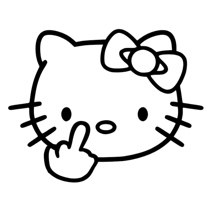 Hello Kitty Middle Finger Window Decal