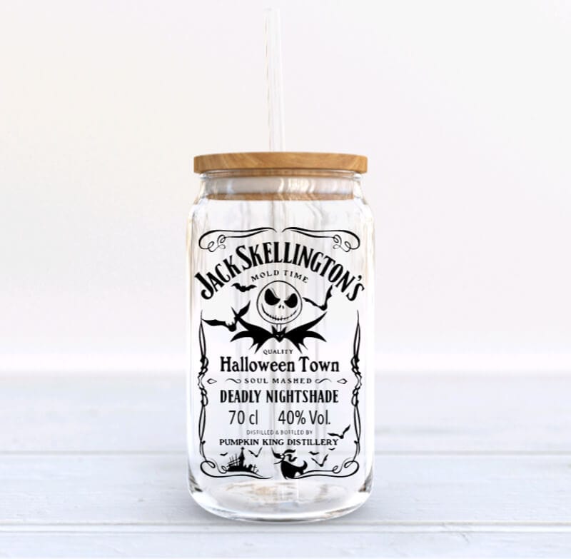Jack Skellington Iced Coffee Glass Vinyl Chaos Design Co.