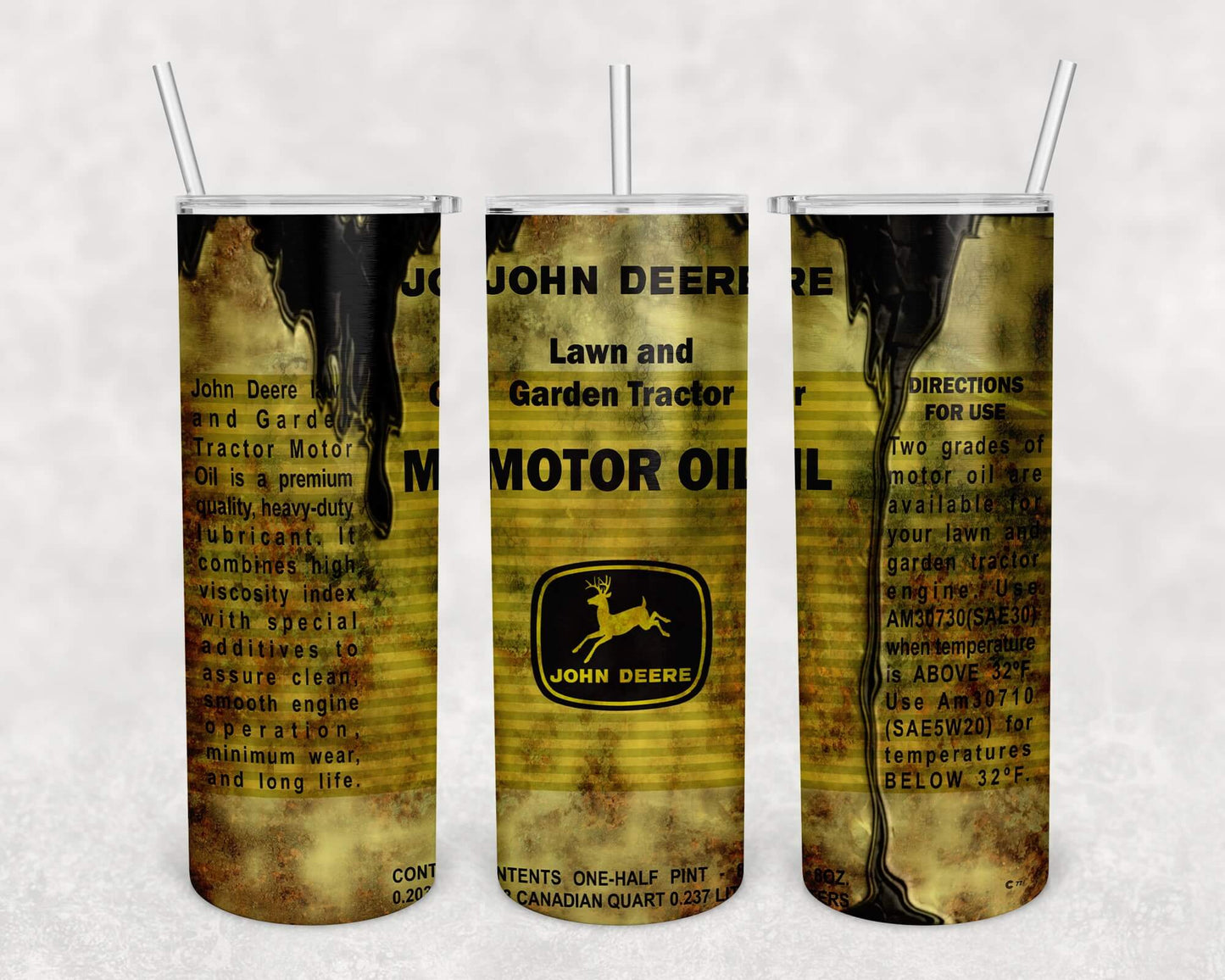 John Deere Oil Grunge Tumbler | Custom Sublimation Tumbler Vinyl Chaos Design Co.