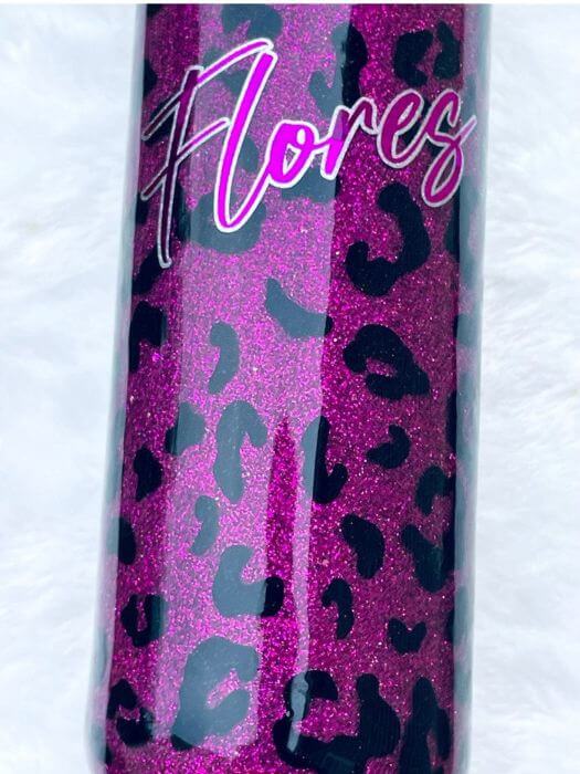 Leopard Glitter Tumbler Personalized With Name | Personalized Tumblers Vinyl Chaos Design Co.