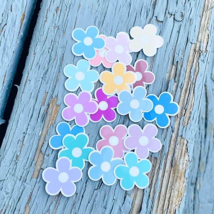 Mini Boho Flower Stickers - Flower Sticker Pack 18 PC