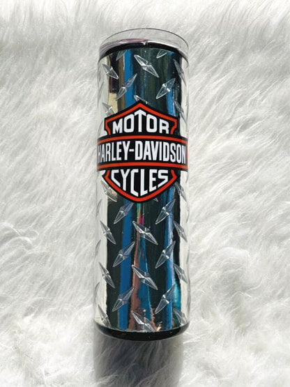 Motorcycle Diamond Plate Tumbler | Personalized Tumblers Vinyl Chaos Design Co.