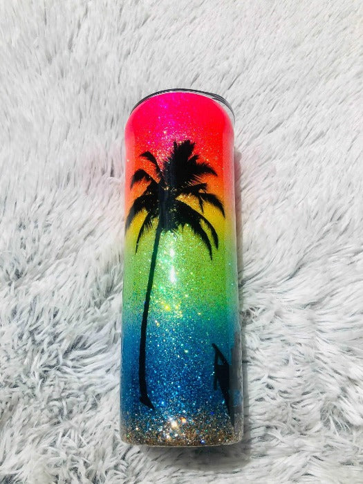 Neon Beach Glitter Tumbler | Beach Tumblers Vinyl Chaos Design Co.