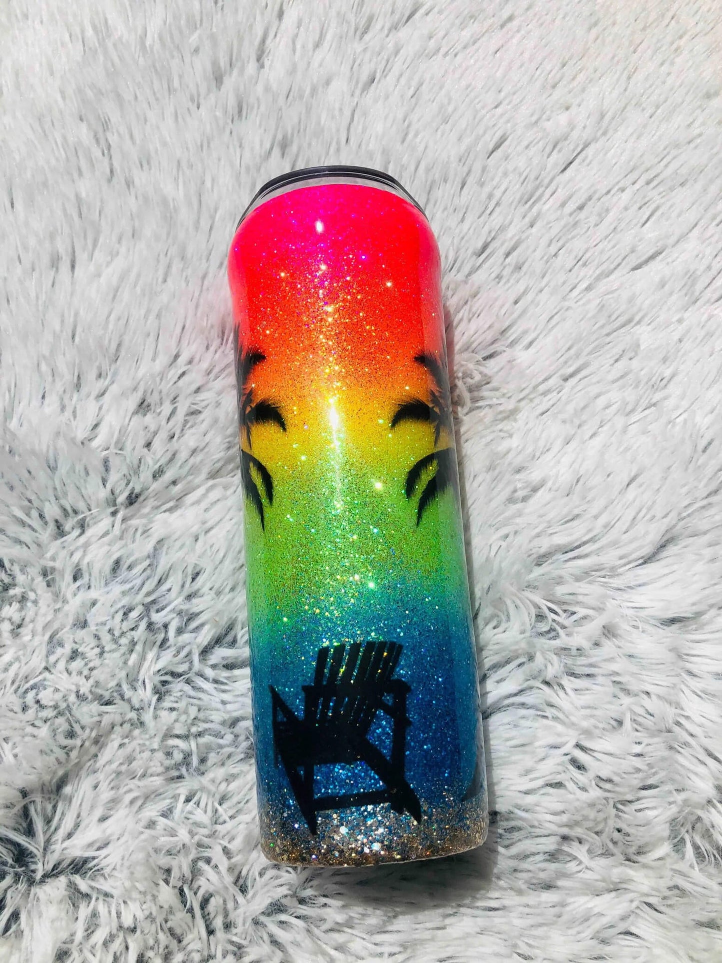 Neon Beach Glitter Tumbler | Beach Tumblers Vinyl Chaos Design Co.