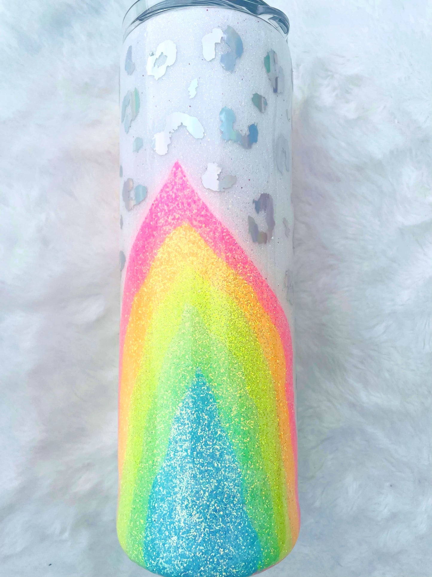 Neon Leopard Geode Glitter Tumbler | Personalized Tumblers Vinyl Chaos Design Co.