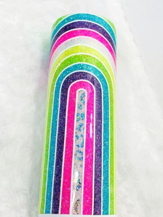 Neon Rainbow Burst Glitter Tumbler | Personalized Tumblers Vinyl Chaos Design Co.