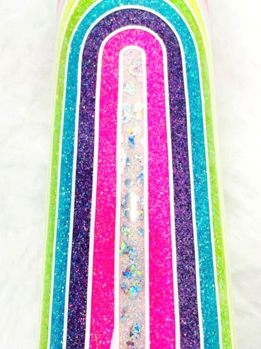 Neon Rainbow Burst Glitter Tumbler | Personalized Tumblers Vinyl Chaos Design Co.