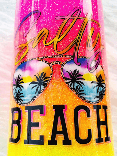 Neon Salty Beach Glitter Tumbler | Beach Tumblers Vinyl Chaos Design Co.