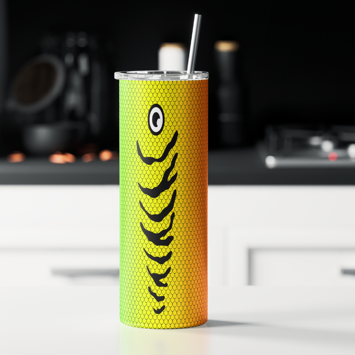 Orange and Green Fishing Lure Tumbler