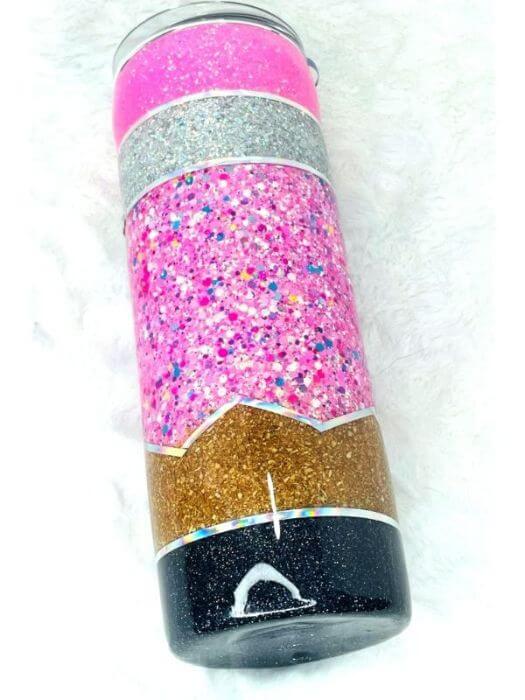 Pencil Glitter Tumbler | Personalized Tumblers Vinyl Chaos Design Co.