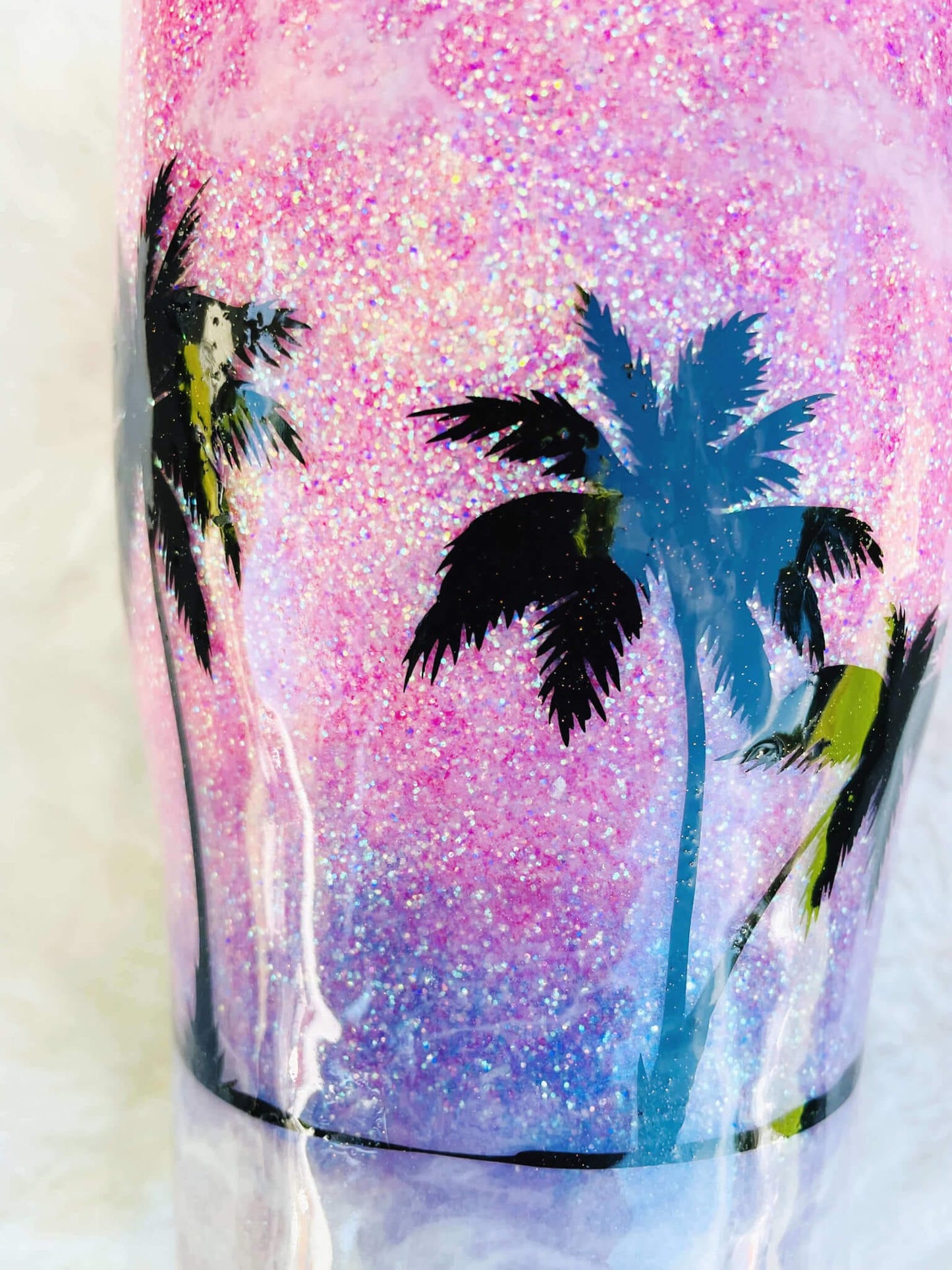 Pink Beach Glitter Tumbler | Beach Tumblers Vinyl Chaos Design Co.