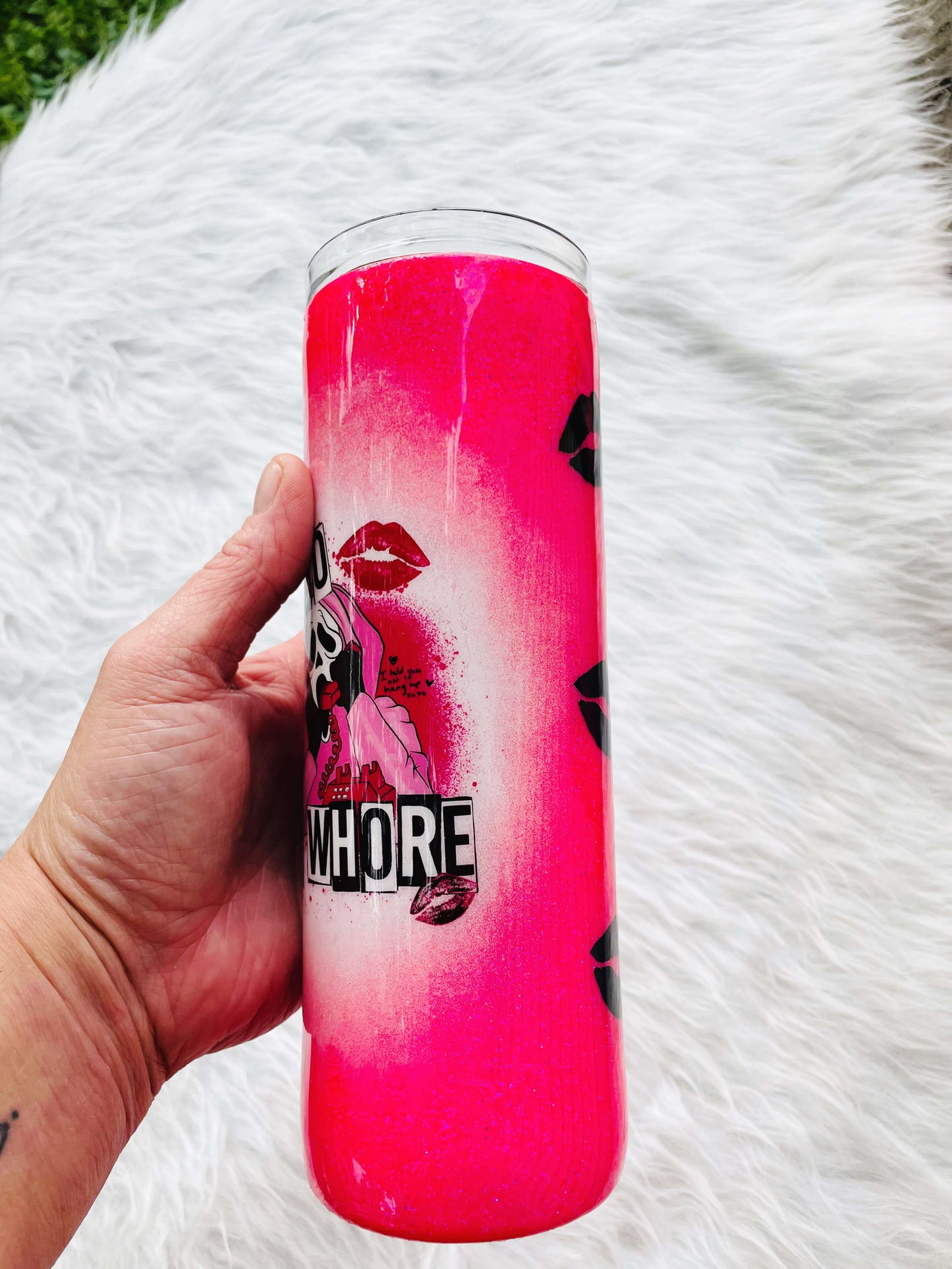 Pink Boo You Whore Glitter Tumbler | Personalized Tumblers Vinyl Chaos Design Co.