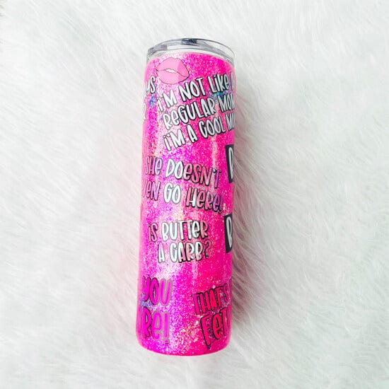 Pink Mean Girls Burn Book Glitter Swirl Tumbler | Personalized Tumblers Vinyl Chaos Design Co.