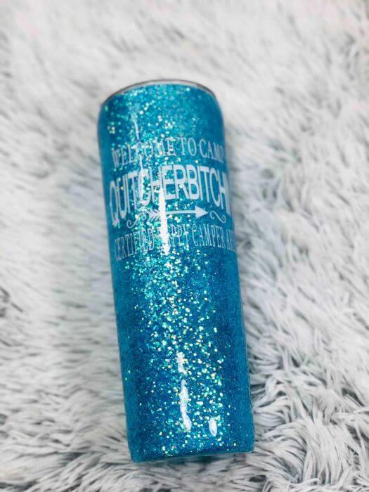 Quitcherbitchin Camping Glitter Tumbler | Personalized Tumblers Vinyl Chaos Design Co.