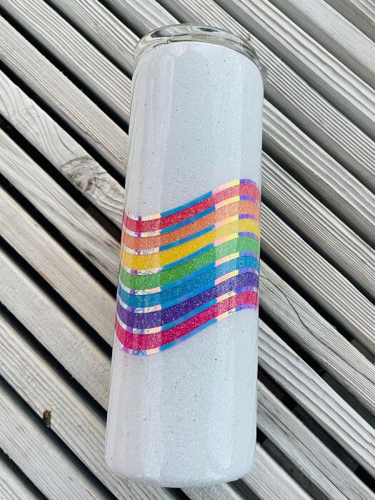 Rainbow Wave Glitter Tumbler | Personalized Tumblers Vinyl Chaos Design Co.