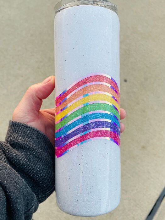 Rainbow Wave Glitter Tumbler | Personalized Tumblers Vinyl Chaos Design Co.