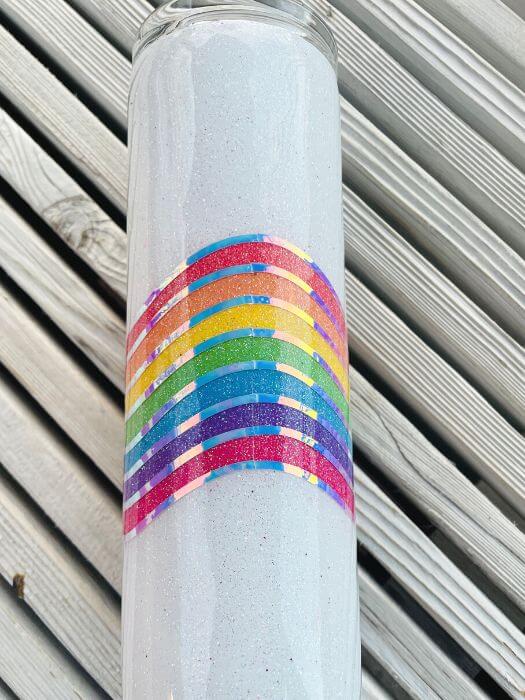 Rainbow Wave Glitter Tumbler | Personalized Tumblers Vinyl Chaos Design Co.