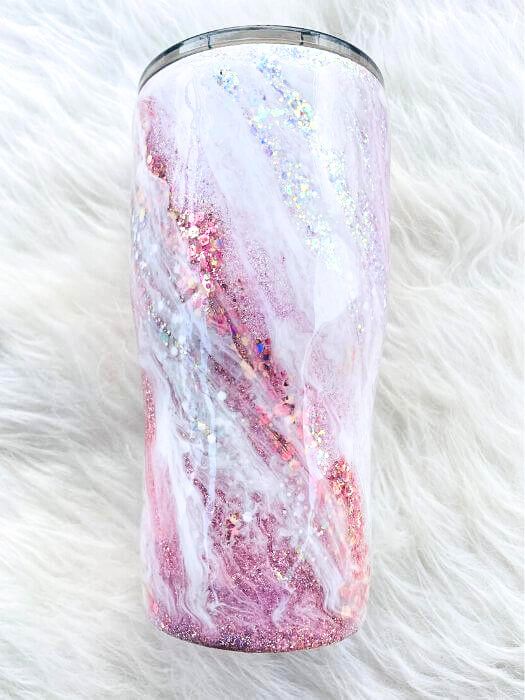 Rose Gold Glitter Tumbler | Personalized Tumblers Vinyl Chaos Design Co.
