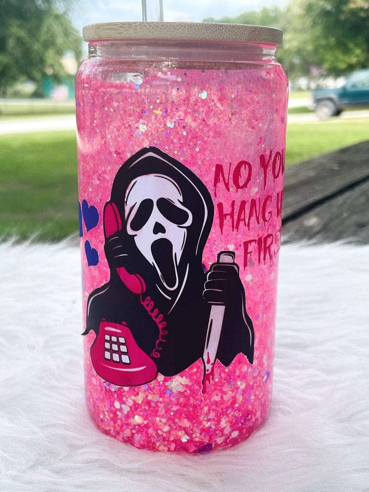 Scream Ghost Face Snow Globe Tumbler | Iced Coffee Glass Vinyl Chaos Design Co.