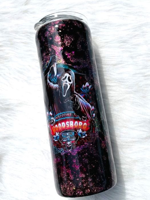 Glitter tumbler, stainless steel tumbler, epoxy tumbler, custom buy tumbler, halloween tumbler, black glitter tumbler,