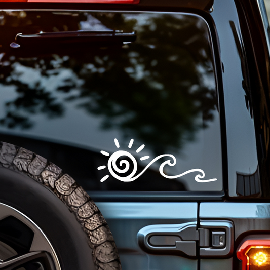 Sun and Ocean Wave Car Decal