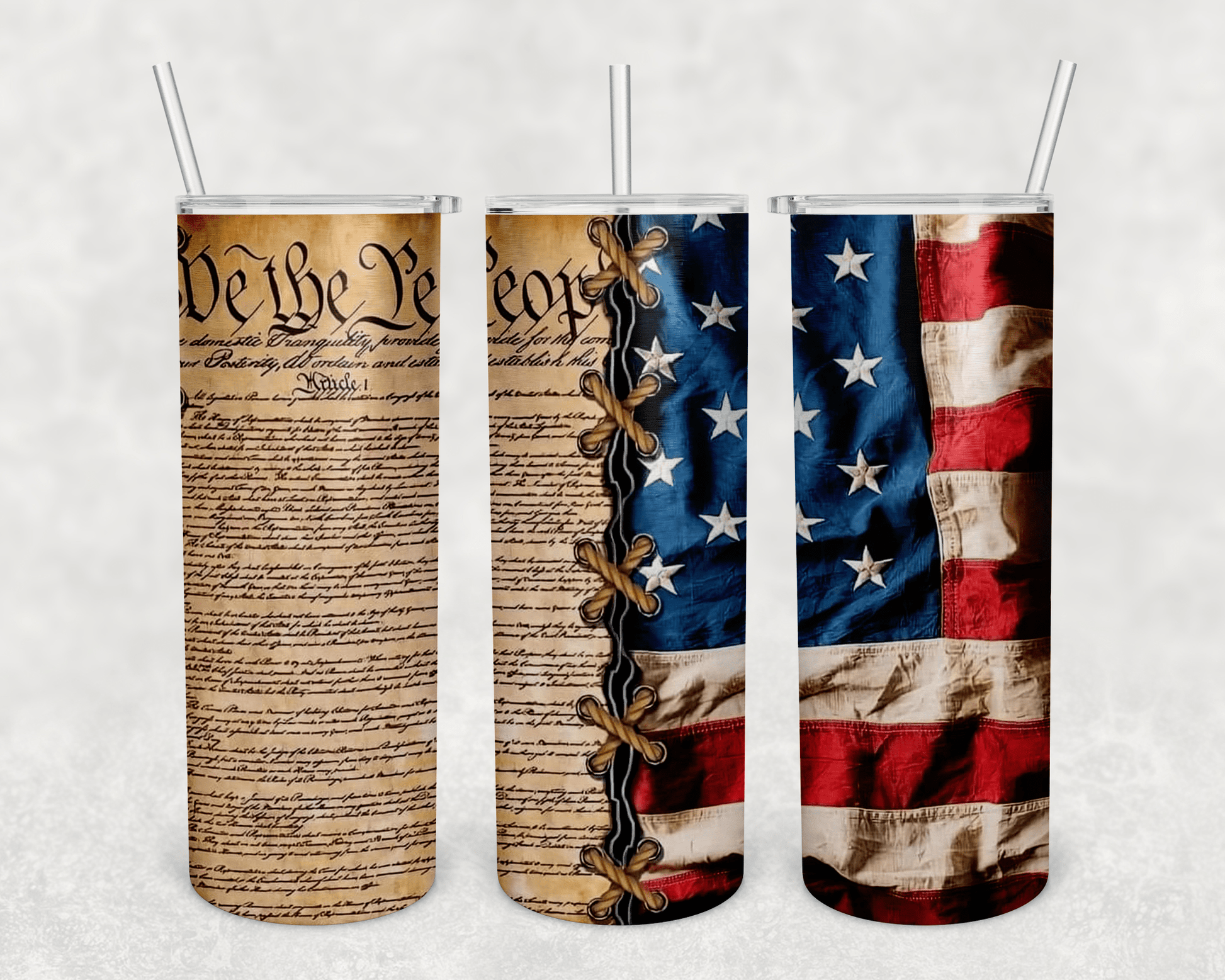 We The People Flag 20oz Skinny | Custom Tumbler Vinyl Chaos Design Co.