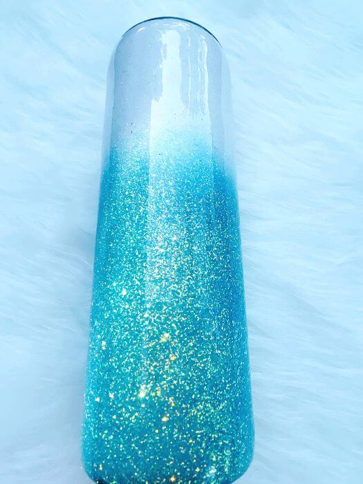 White and Blue Ombre Glitter Tumbler | Personalized Tumblers Vinyl Chaos Design Co.