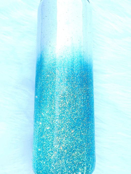 White and Blue Ombre Glitter Tumbler | Personalized Tumblers Vinyl Chaos Design Co.